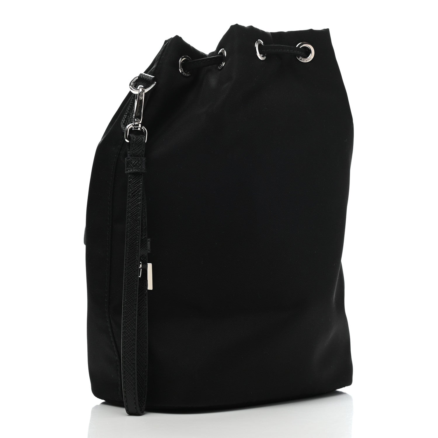 Prada Saffiano Tessuto Nylon Vela Bucket Wristlet Black 3 of 8