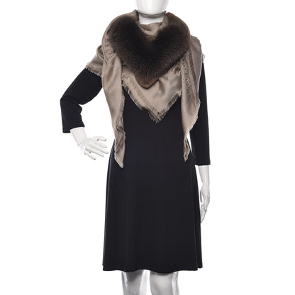 Louis Vuitton Silk Wool Monogram V Fur Shawl Verone 2 of 4