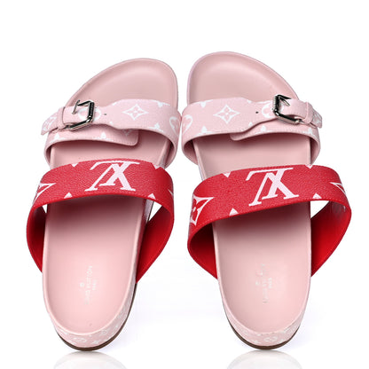 Louis Vuitton Monogram Giant Bom Dia Flat Mule Sandals 42 Rouge Rose 6 of 7