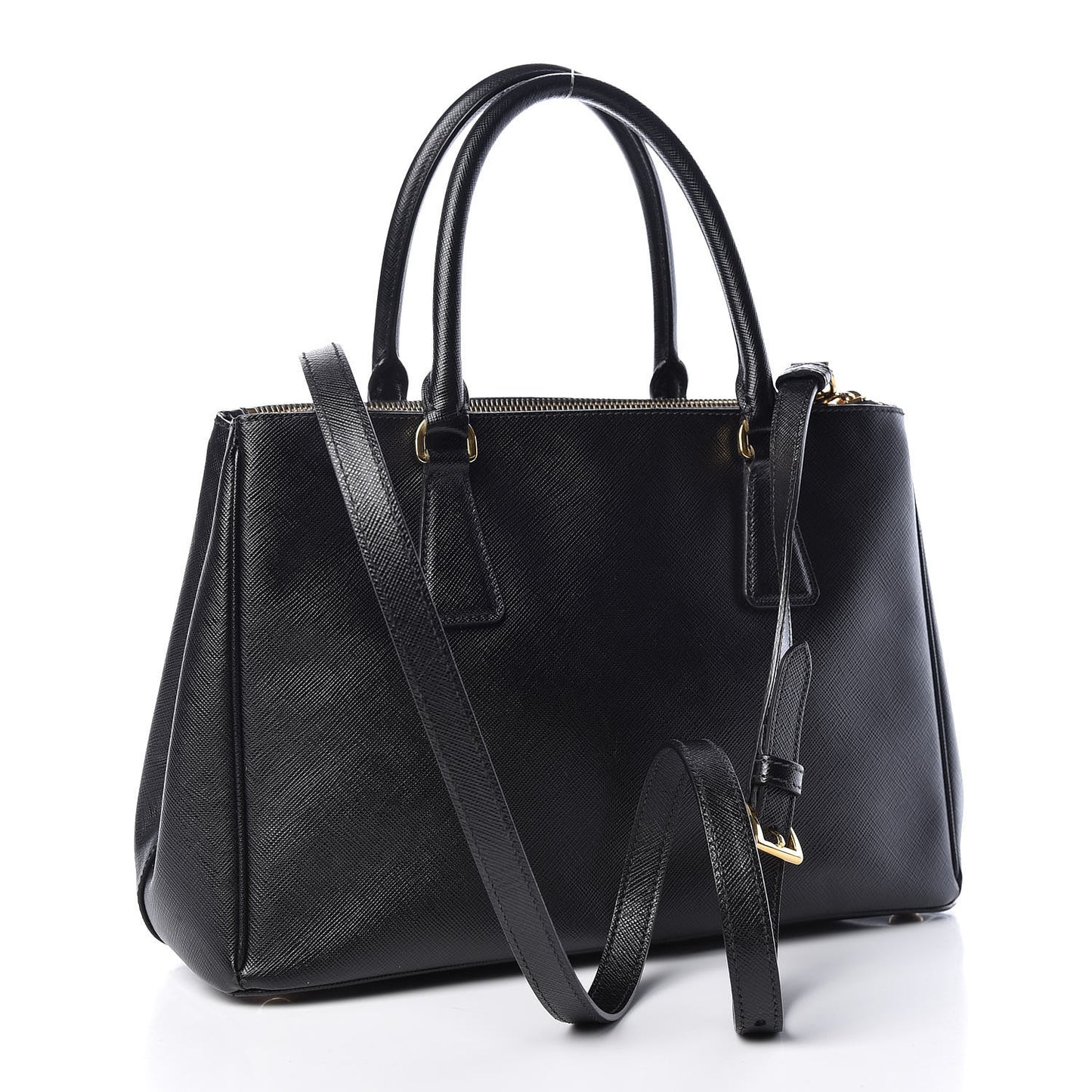 Saffiano Small Galleria Double Zip Tote Black