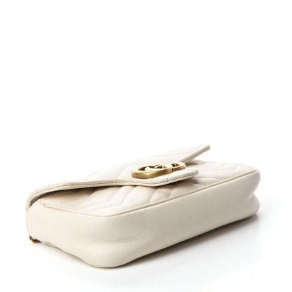 Gucci Calfskin Matelasse Super Mini GG Marmont Shoulder Bag White 4 of 10