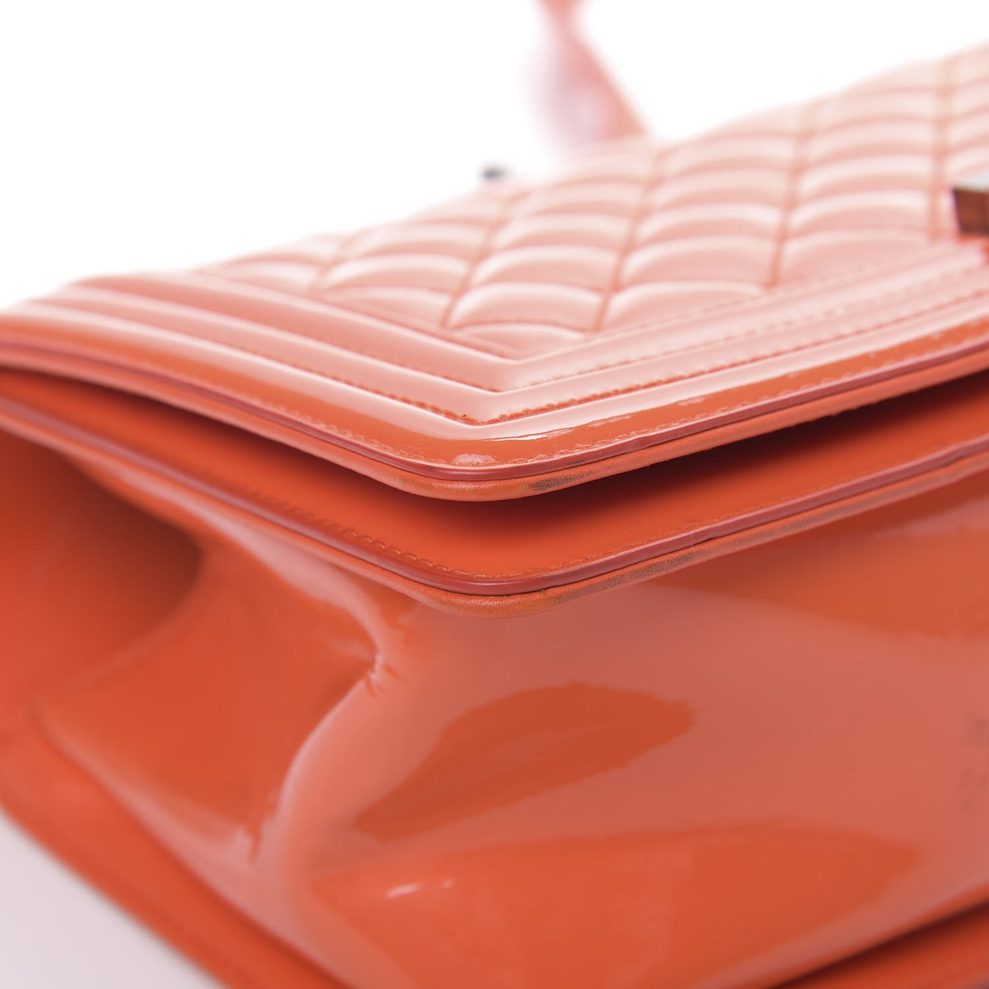 Patent Quilted Medium Boy Flap Orange