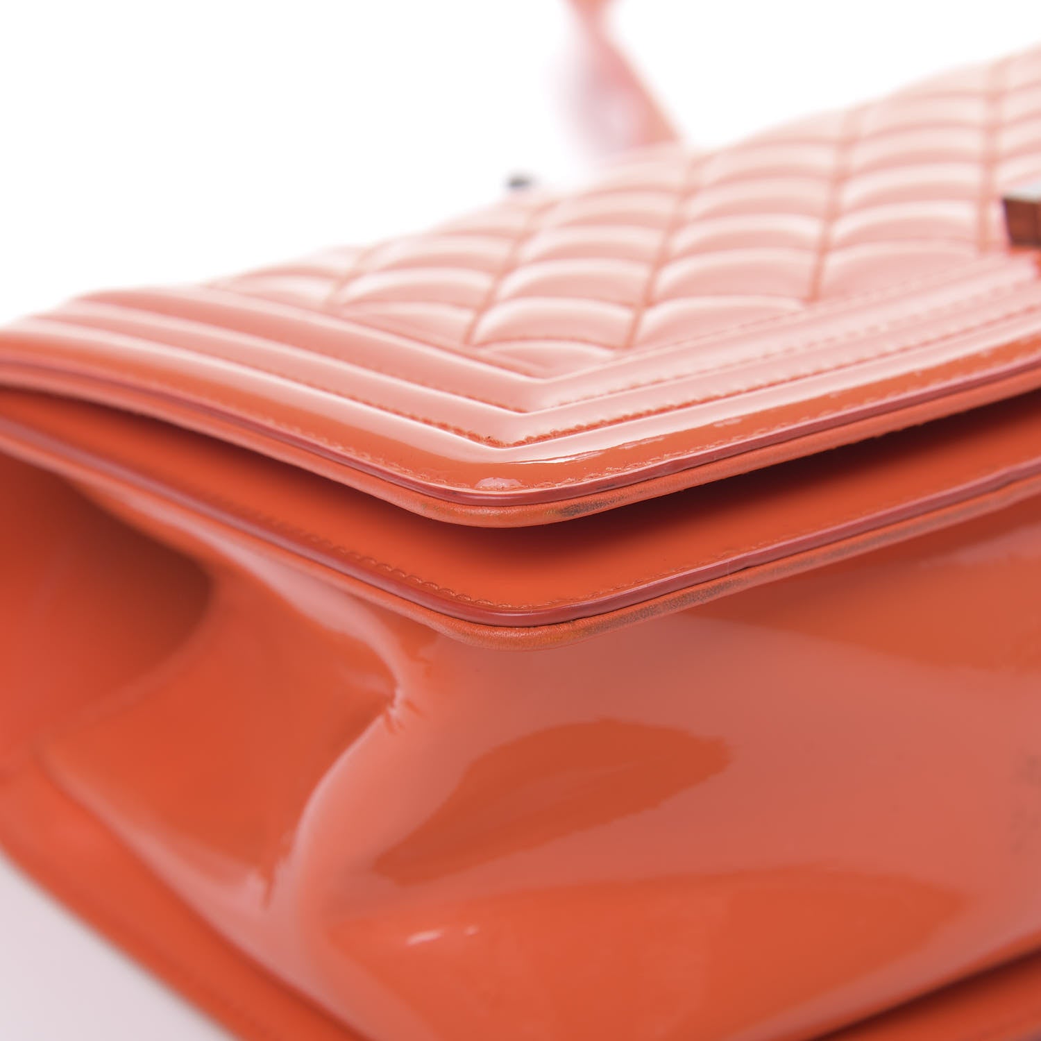 Chanel Patent Quilted Medium Boy Flap Orange 10 of 17