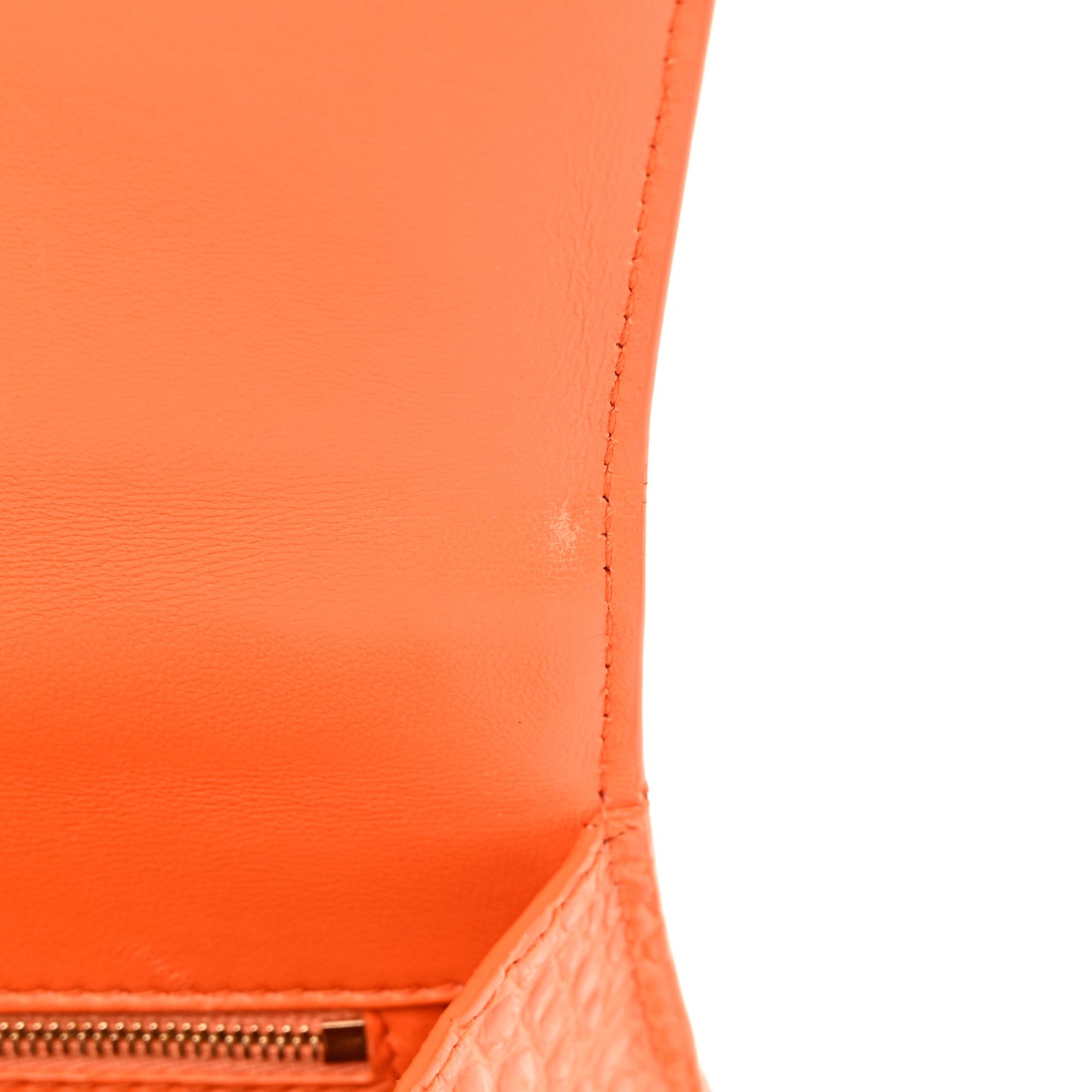 Shiny Calfskin Crocodile Embossed Small Hourglass Top Handle Bag Orange