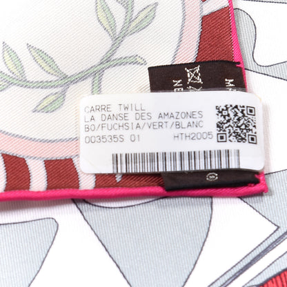 Hermes Silk La Danse Des Amazones Scarf 90 Fuchsia Vert White 2 of 4