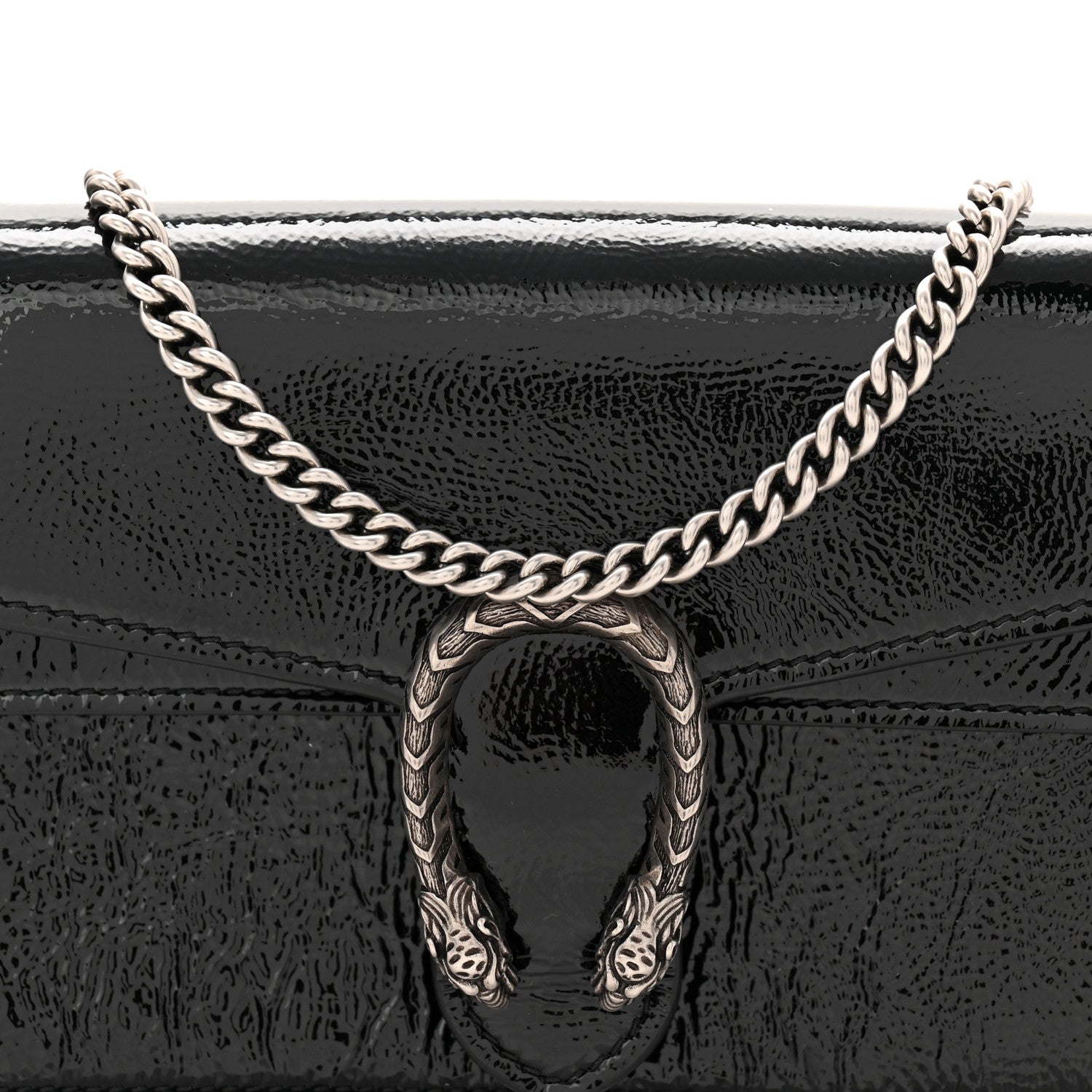 Gucci Crinkled Patent Super Mini Dionysus Shoulder Bag Black 8 of 11