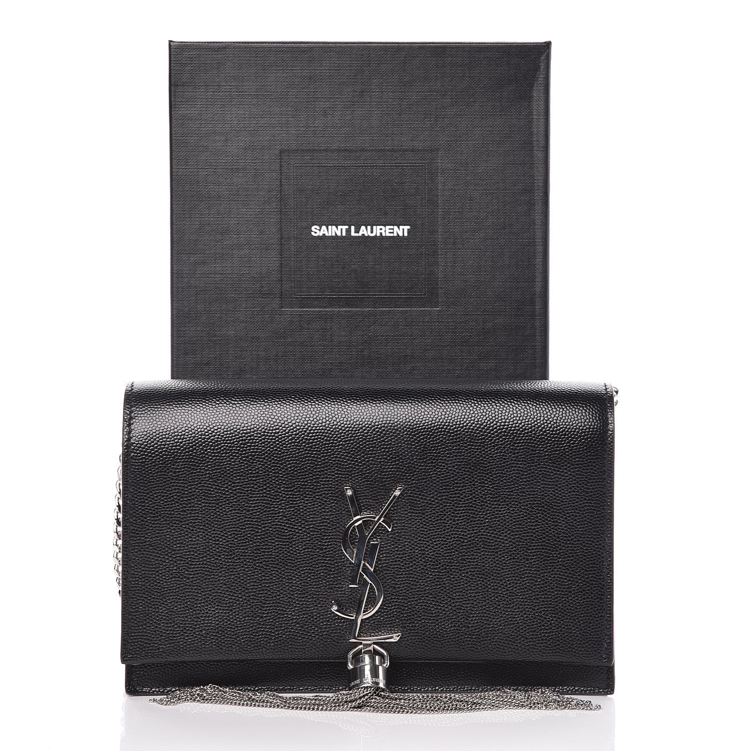 Saint Laurent Grain De Poudre Classic Monogram Kate Tassel Chain Wallet Black 12 of 12