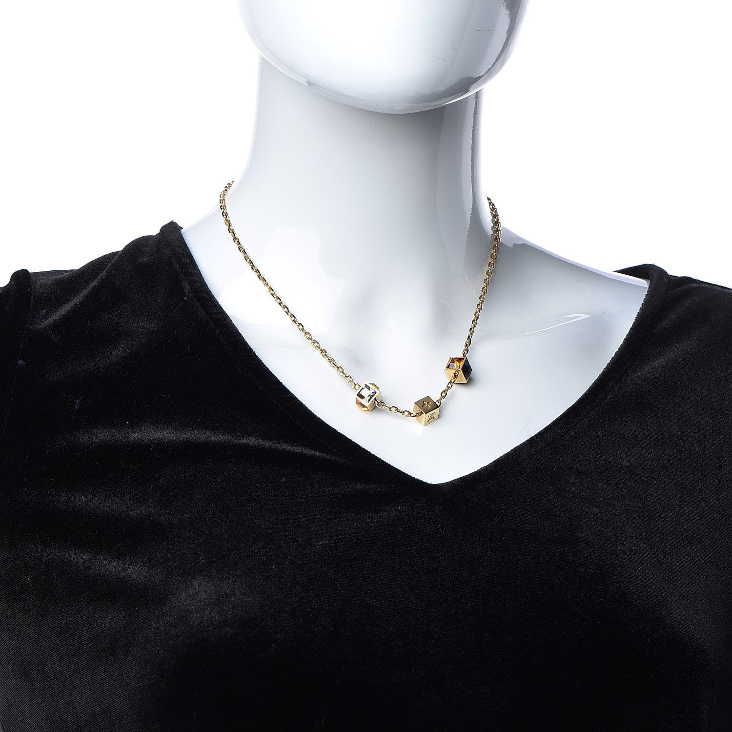 Louis Vuitton Swarovski Gamble Short Necklace Gold 2 of 6