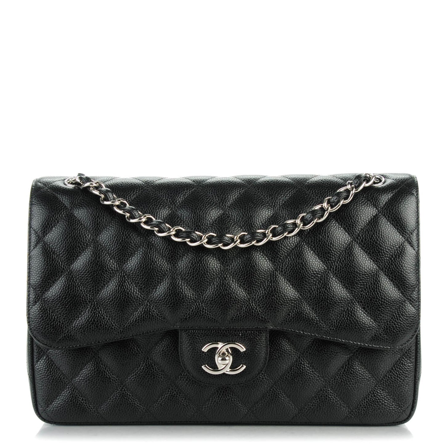 Caviar Quilted Jumbo Double Flap Black