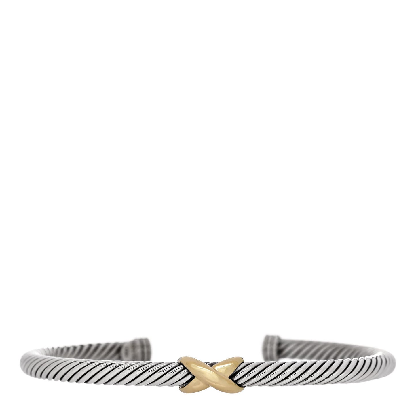 Sterling Silver 18K Yellow Gold 4mm X Station Cable Bracelet