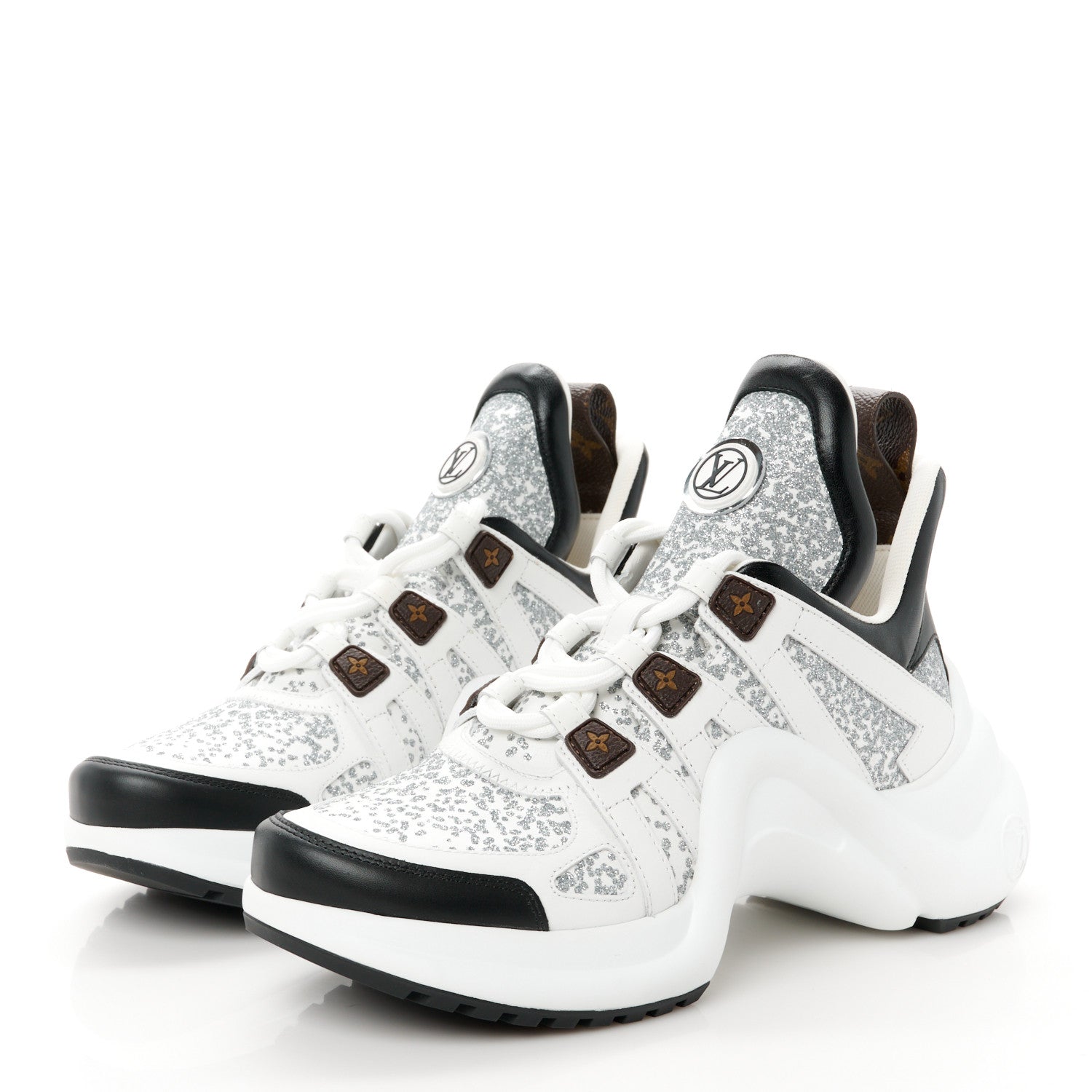 Louis Vuitton Calfskin Glitter LV Archlight Sneaker 38 White 3 of 10