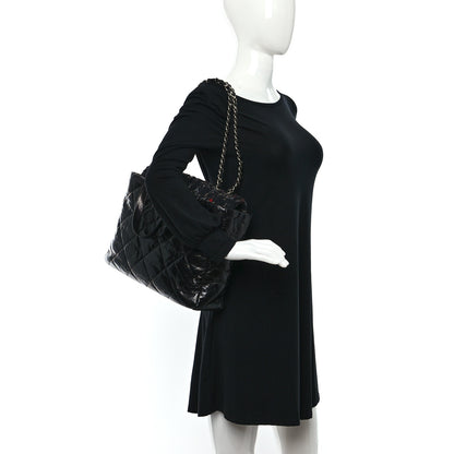 Chanel Glazed Calfskin Quilted Tweed Portobello Tote Black Red 2 of 16