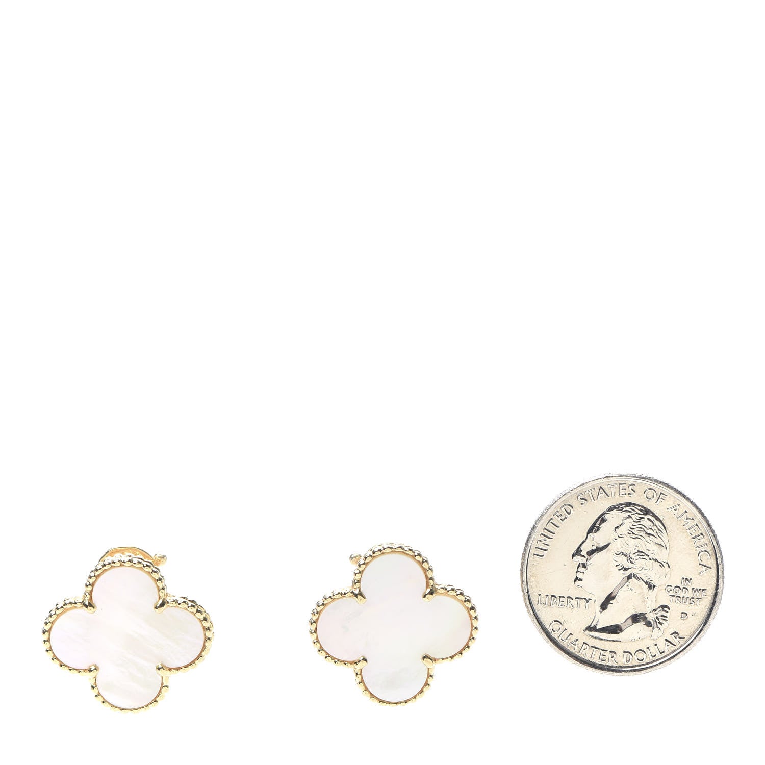 Van Cleef & Arpels 18K Yellow Gold Mother of Pearl Magic Alhambra Earrings 2 of 6
