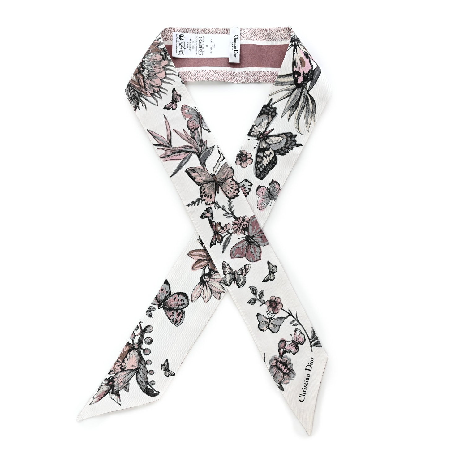 Christian Dior Silk Mitzah Scarf White Pink 1 of 4