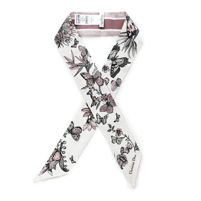 Christian Dior Silk Mitzah Scarf White Pink 1 of 4