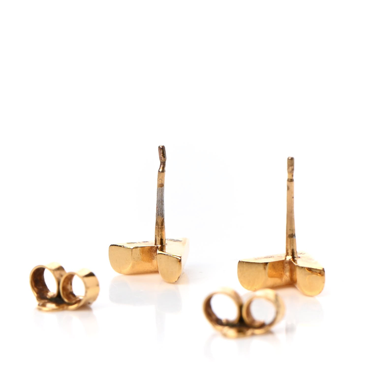 Louis Vuitton Brass Essential V Stud Earrings Gold 3 of 6