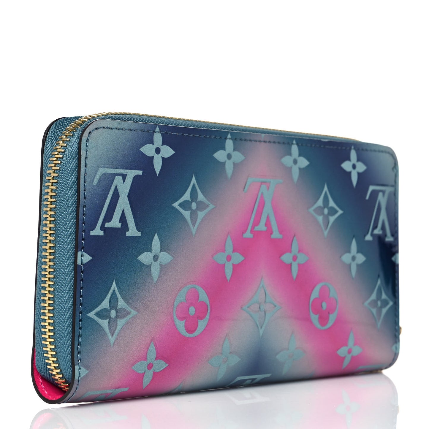 Metallic Vernis Degrade Zippy Wallet Blue Pink