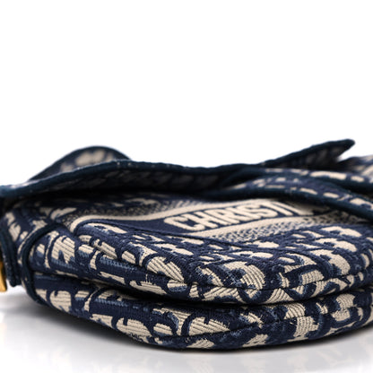 Christian Dior Oblique Embroidered Saddle Bag Blue 9 of 12