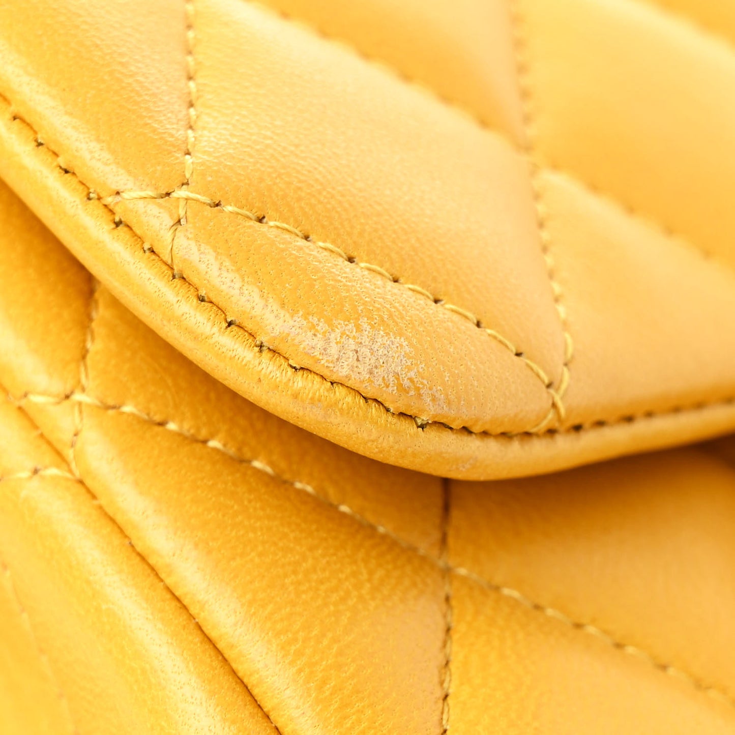 Lambskin Quilted Mini Square Flap Yellow