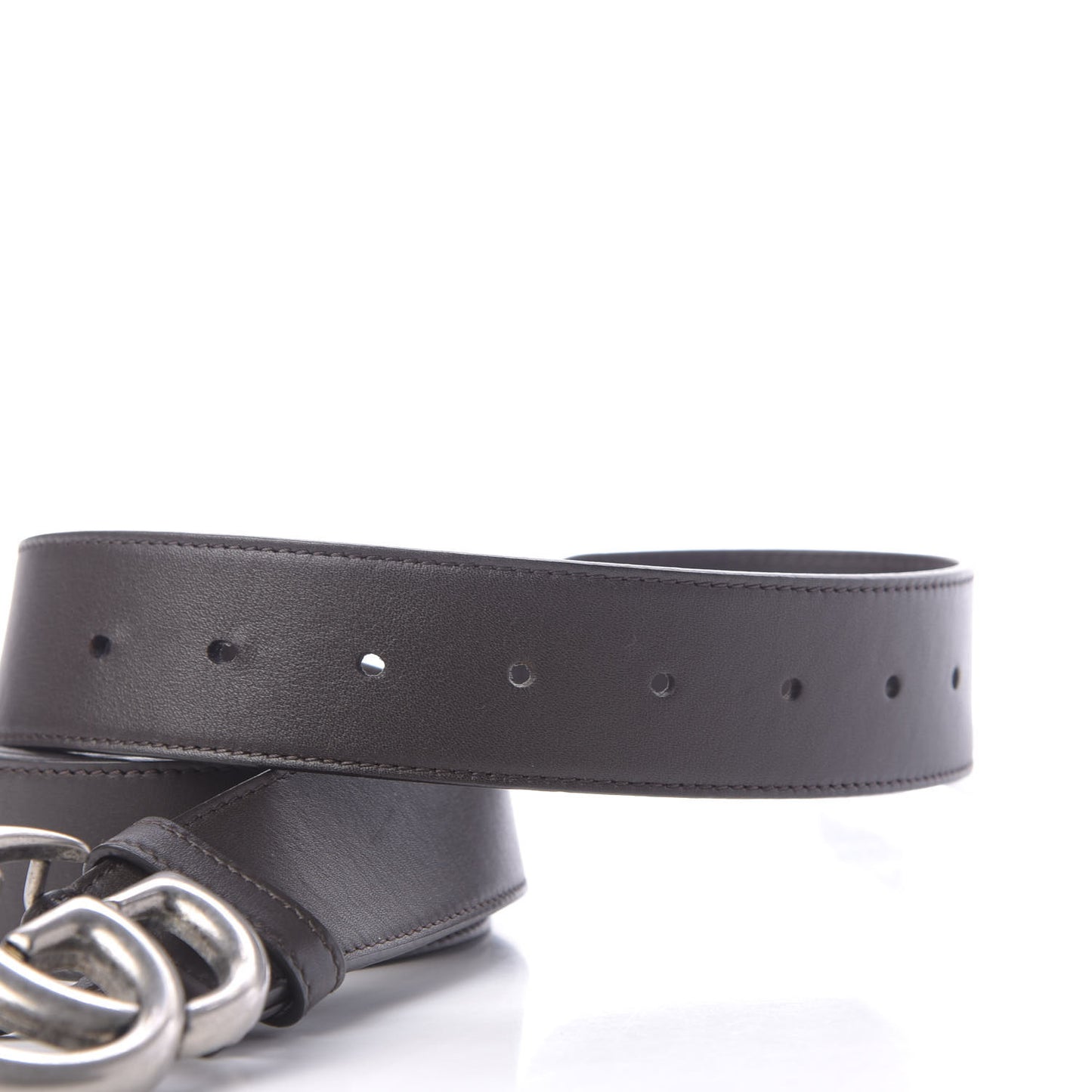 Moon Calfskin Nickel Double G 40mm Belt 110 44 Dark Cocoa