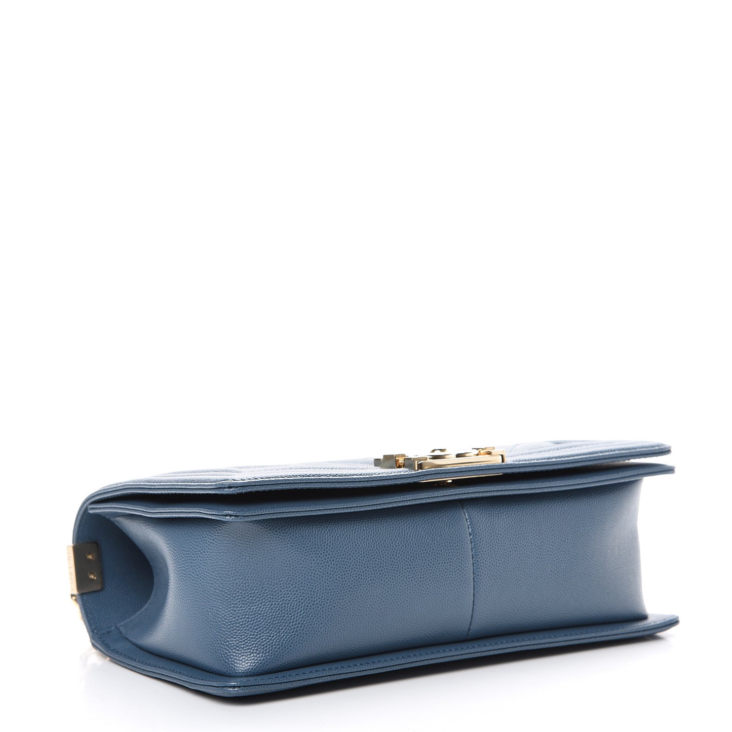 Caviar Chevron Quilted Medium Boy Flap Blue