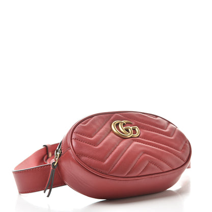 Gucci Calfskin Matelasse GG Marmont Belt Bag 75 30 Hibiscus Red 4 of 16