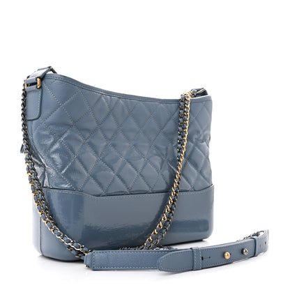 Chanel Patent Goatskin Quilted Medium Gabrielle Hobo Blue 3 of 10
