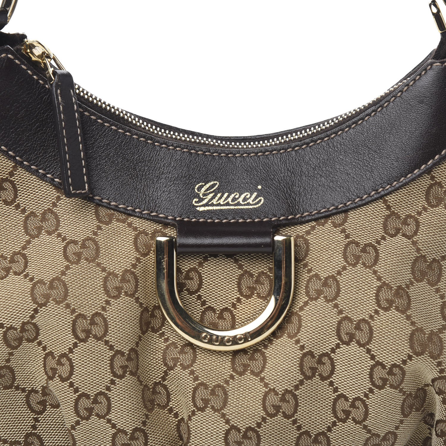 Gucci Monogram Medium D Gold Ring Hobo Dark Brown 8 of 8