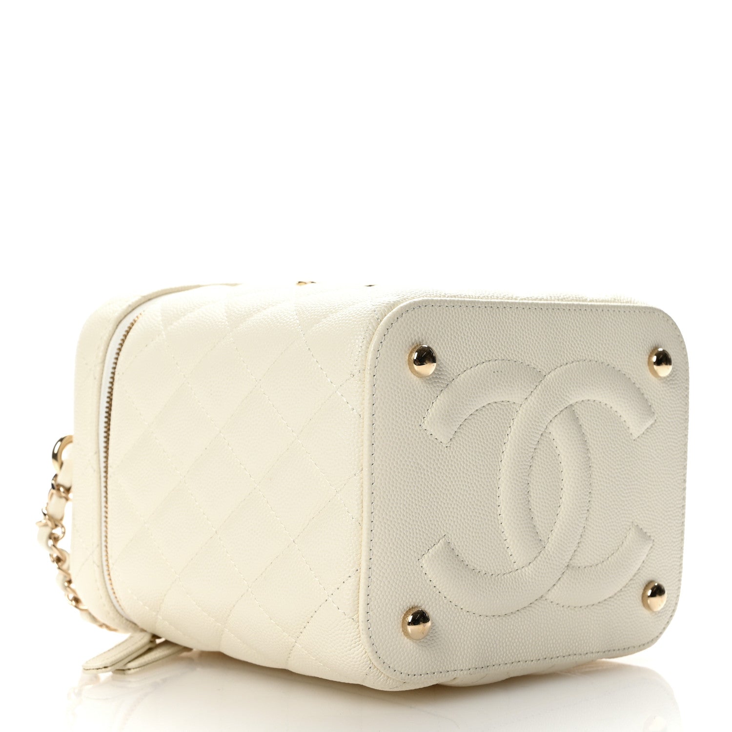 Chanel Caviar Quilted Small Top Handle Vanity Case With Chain White 4 of 10