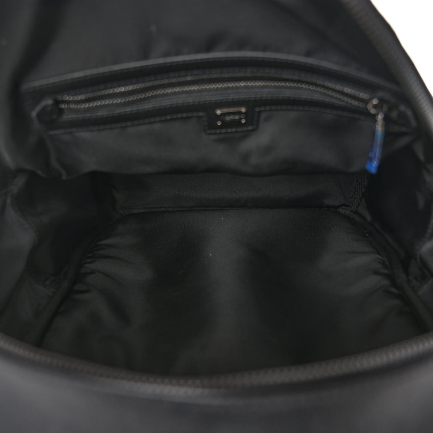 Nylon Grainy Calfskin Backpack Black