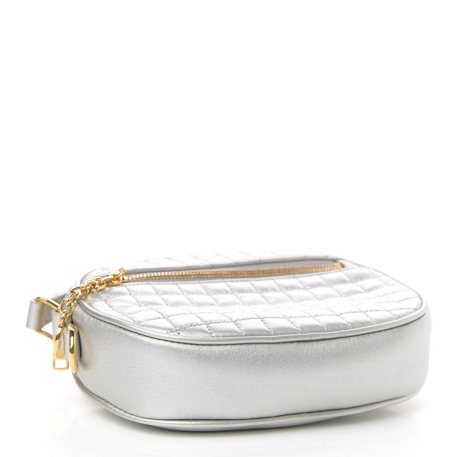 Celine Laminated Calfskin Quilted Small C Charm Bag Silver 4 of 11