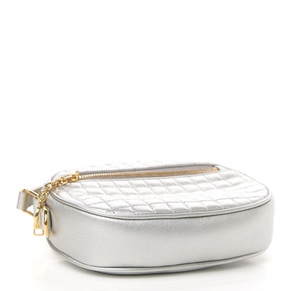 Celine Laminated Calfskin Quilted Small C Charm Bag Silver 4 of 11