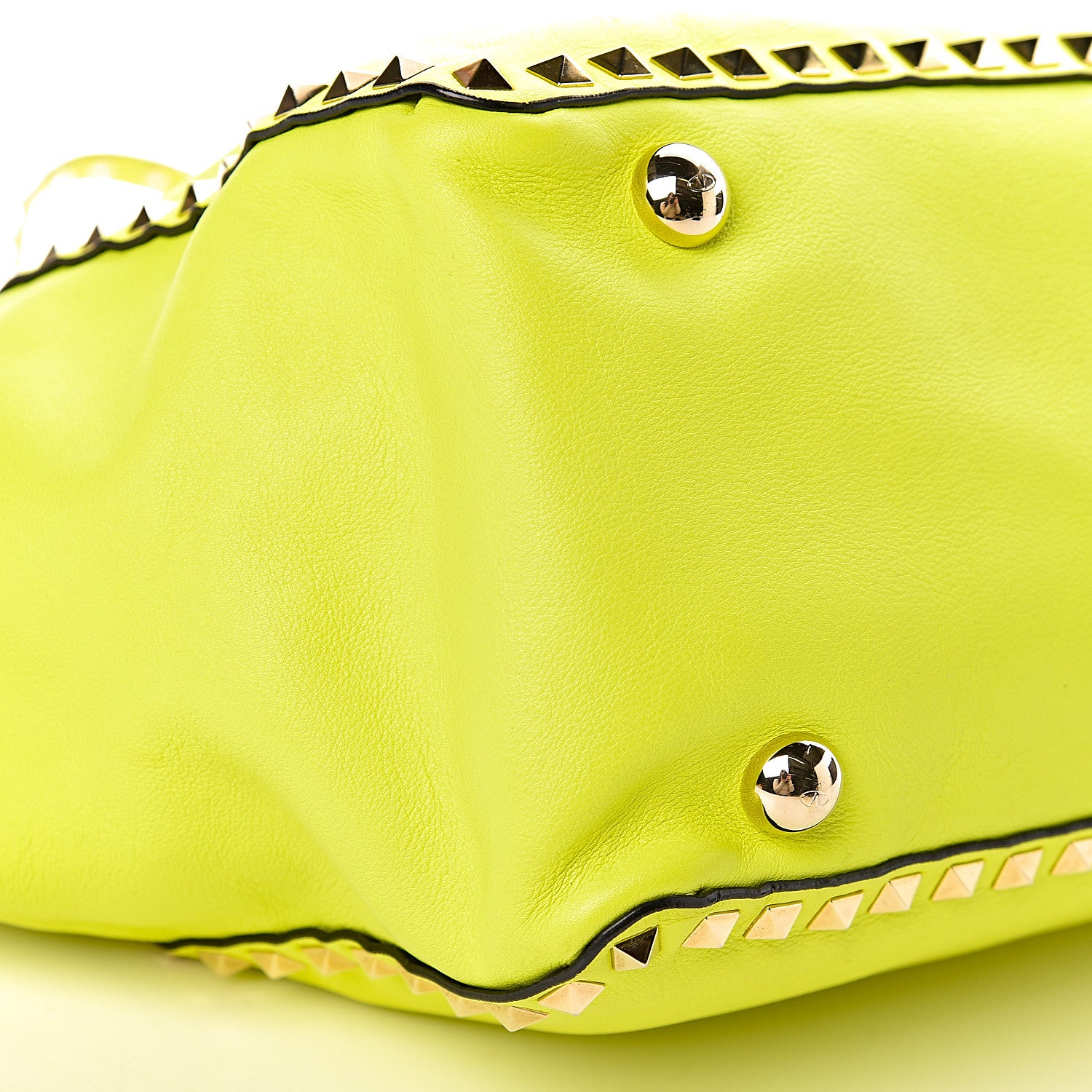Valentino Garavani Vitello Medium Rockstud Tote Yellow Fluo 8 of 11