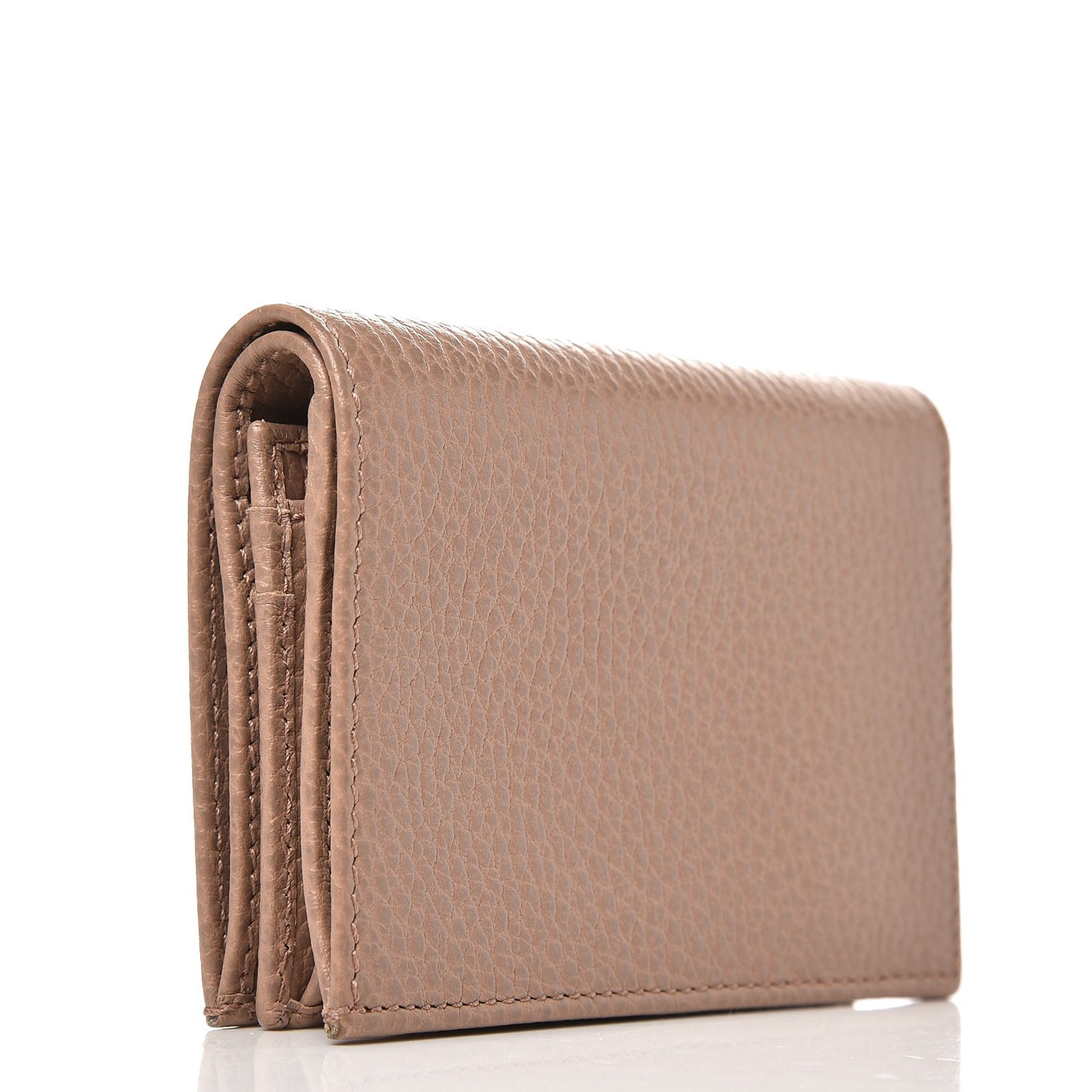 Pebbled Calfskin GG Marmont Card Case Porcelain Rose