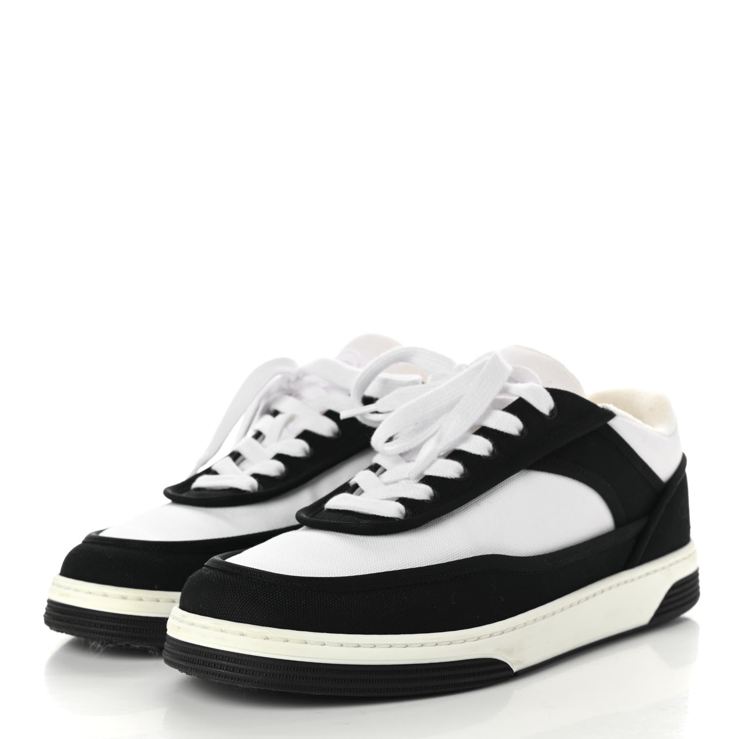 Chanel Fabric Womens Logo Sneakers 37 Black White 3 of 10