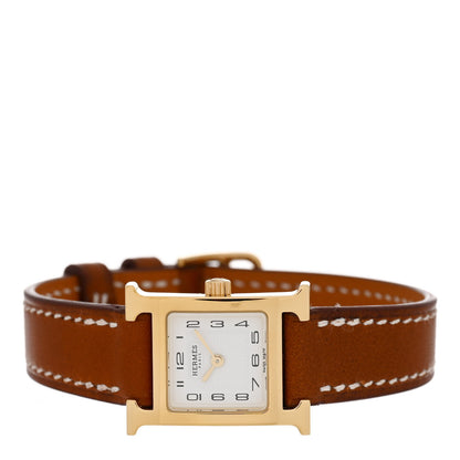 Hermes Stainless Steel Barenia 17.2mm Heure H Hour Quartz Watch Fauve 2 of 5