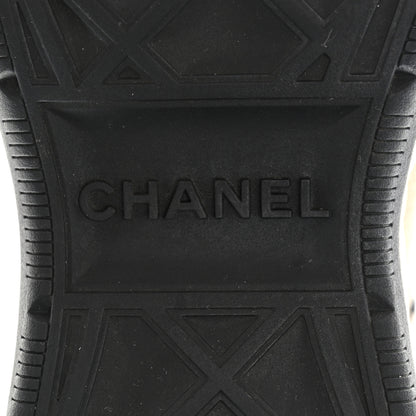 Chanel Suede Calfskin Embroidered CC Sneakers 38.5 Beige Black 6 of 11