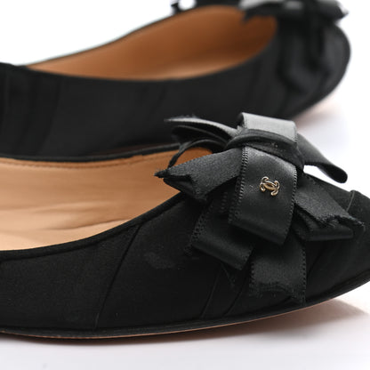 Chanel Satin CC Bow Flats 37 Black 11 of 13