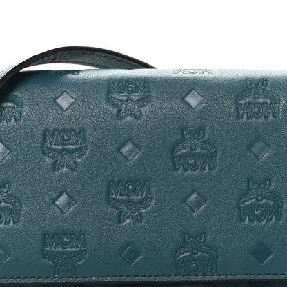 MCM Calfskin Ottomar Wallet On Chain Teal 8 of 11