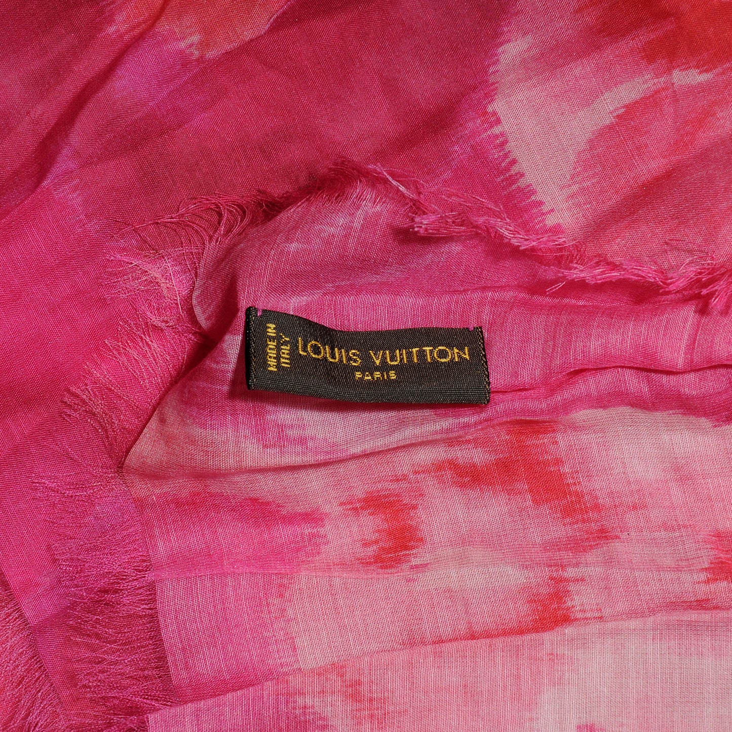 Cotton Silk Ikat Pareo Scarf Rose Indien