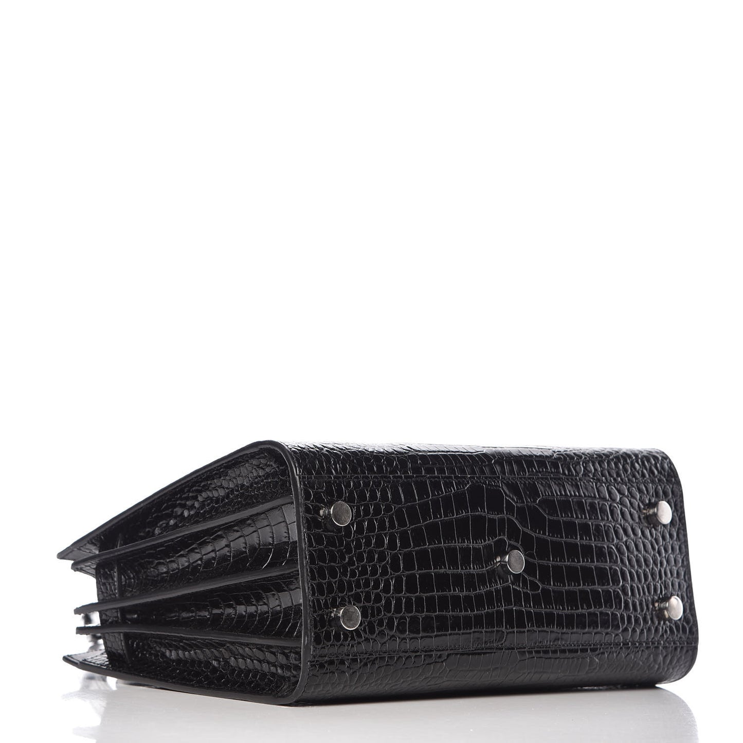 Calfskin Crocodile Embossed Baby Sac De Jour Black