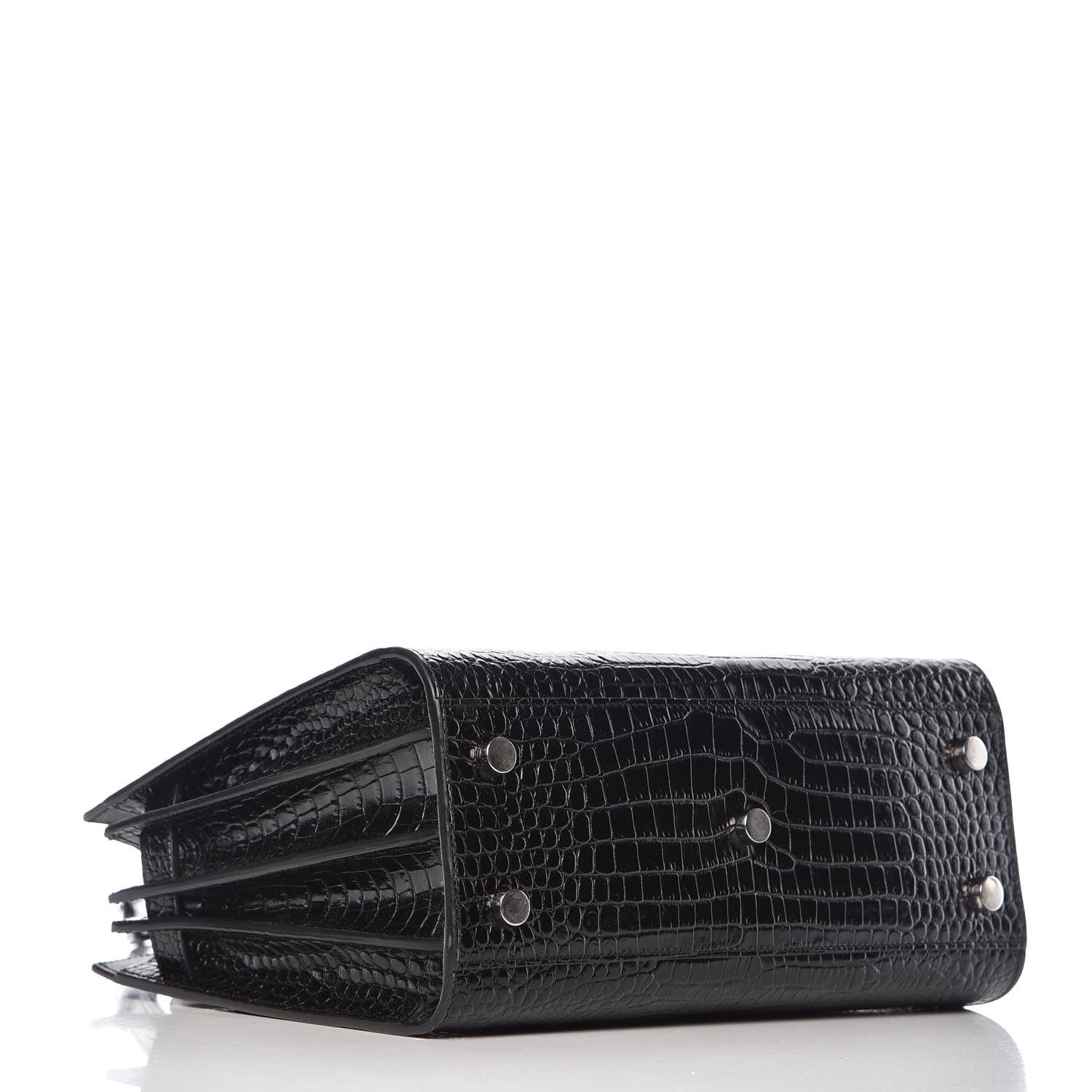Saint Laurent Calfskin Crocodile Embossed Baby Sac De Jour Black 4 of 10