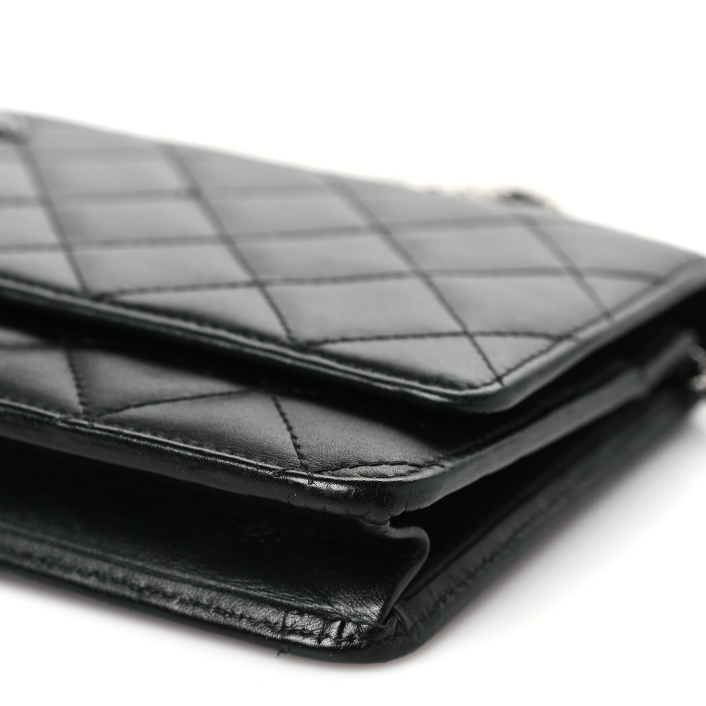 Calfskin Quilted Cambon Wallet on Chain WOC Black