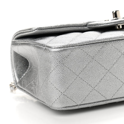 Chanel Metallic Caviar Quilted Mini Top Handle Rectangular Flap Silver 9 of 11