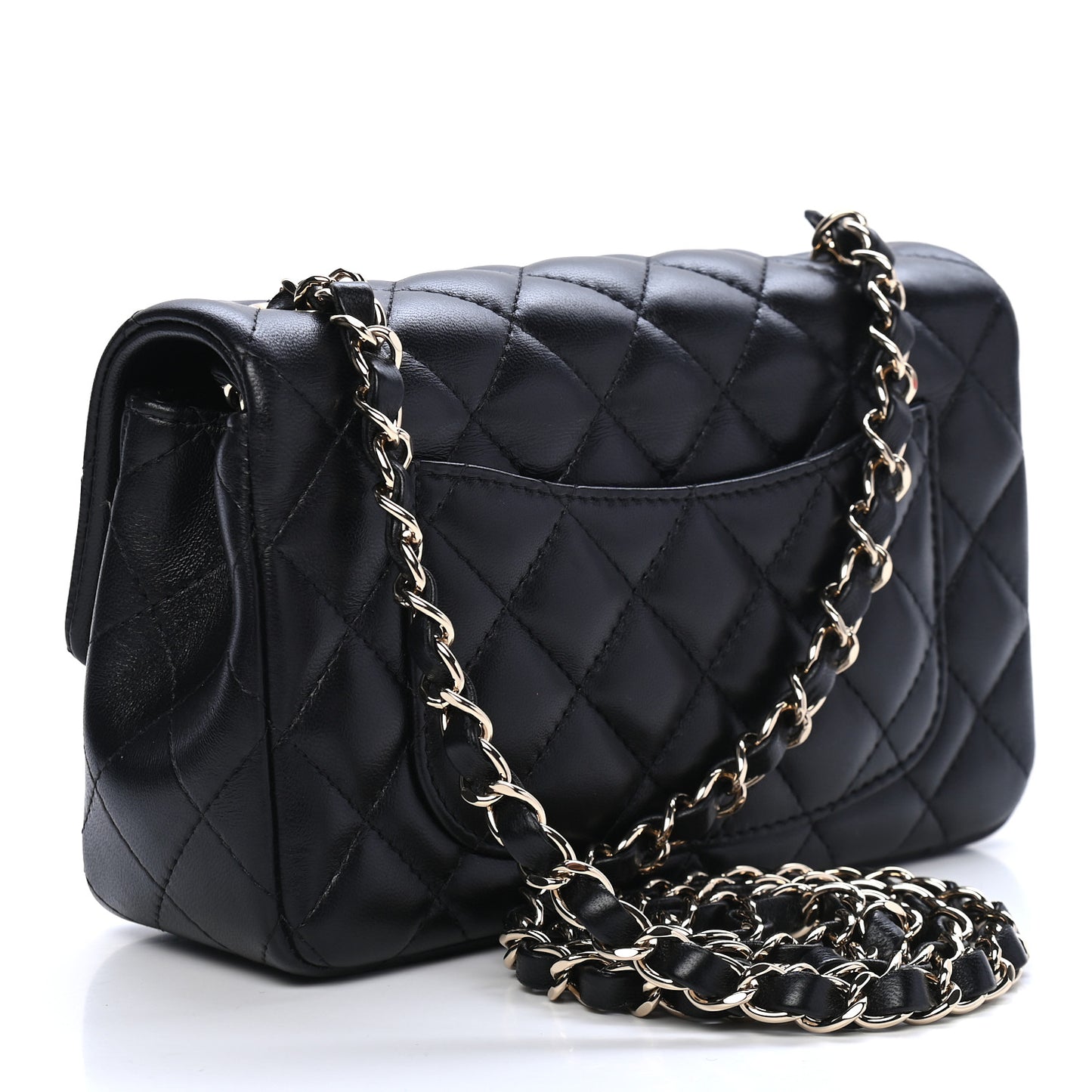Lambskin Quilted Mini Rectangular Flap Black
