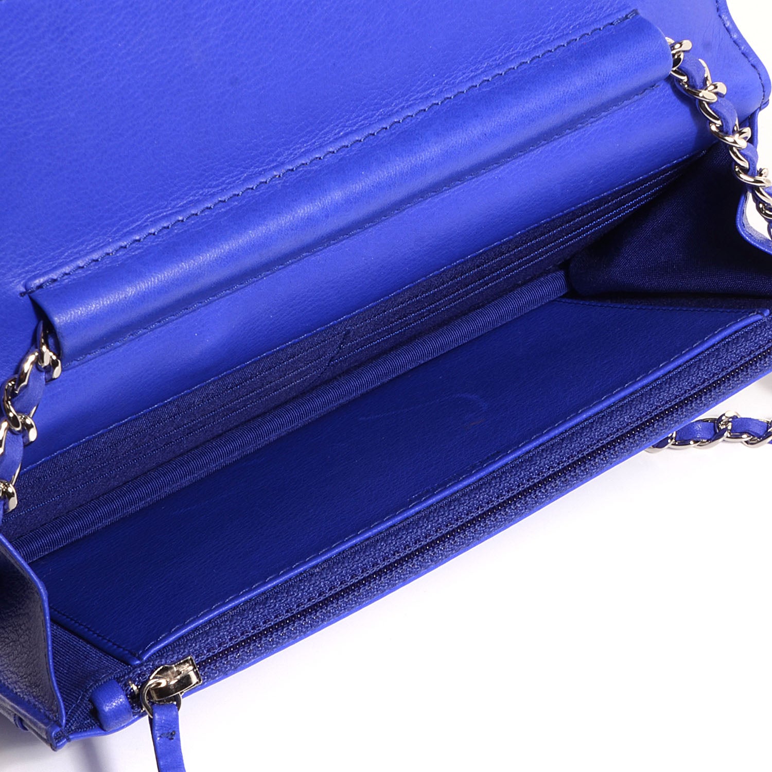 Chanel Calfskin Quilted Fancy CC Wallet On Chain WOC Blue 5 of 11