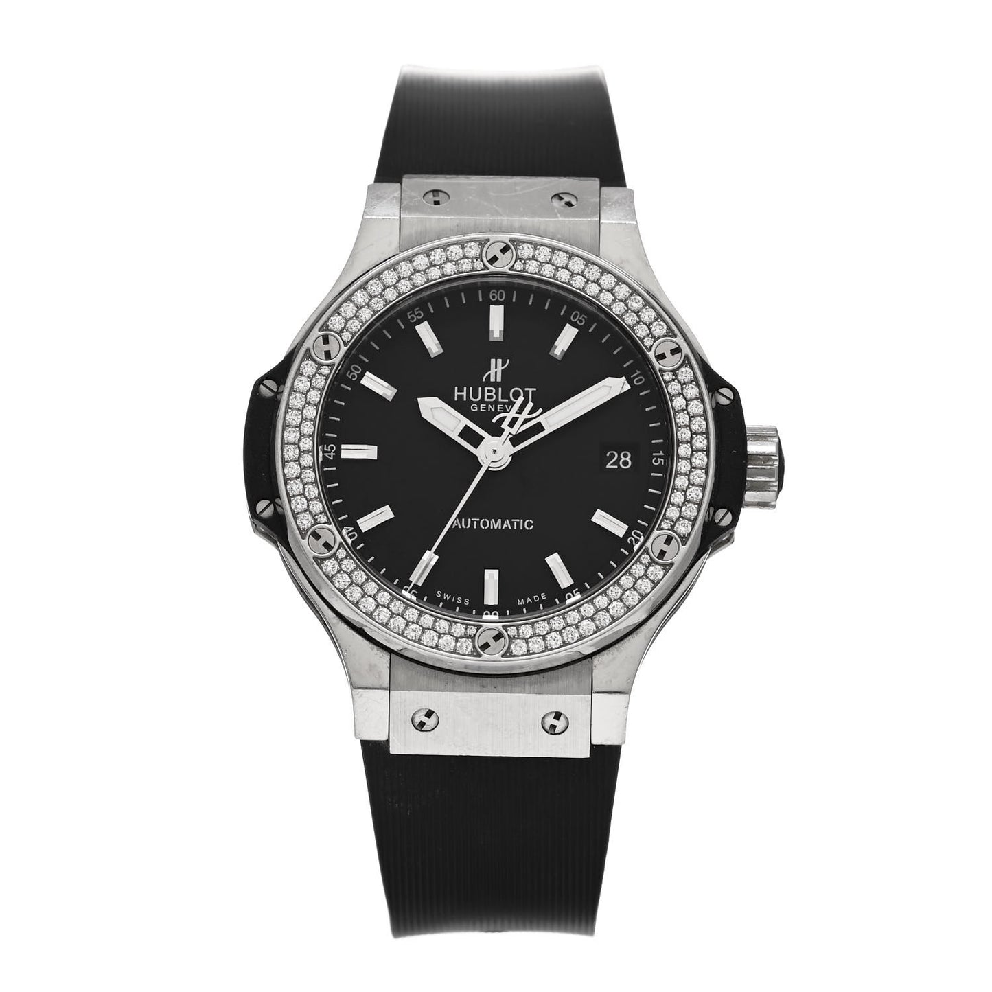 Stainless Steel Rubber Diamond Pave Bezel 38mm Big Bang Automatic Watch Black 365.SX.1170.LR.1104
