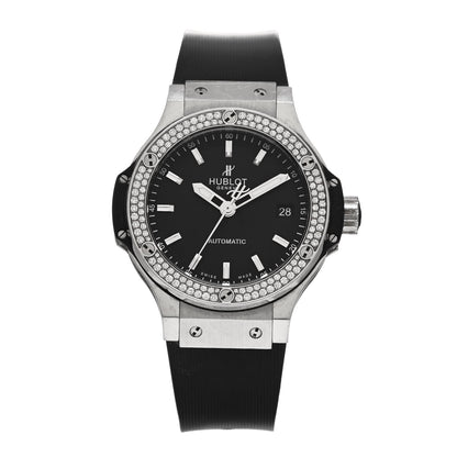 Hublot Stainless Steel Rubber Diamond Pave Bezel 38mm Big Bang Automatic Watch Black 365.SX.1170.LR.1104 1 of 5