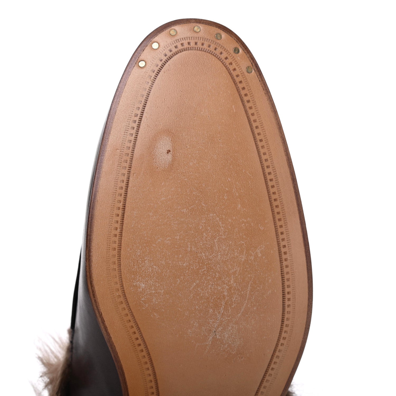 Gucci Calfskin Fur Mens Jordaan Loafers 7.5 Dark Brown Natural 9 of 14