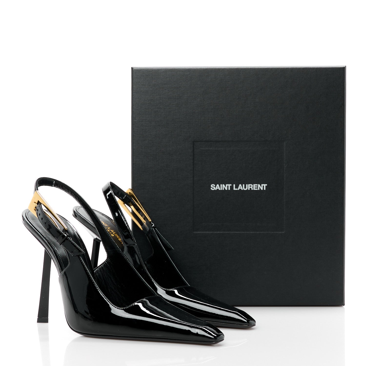 Saint Laurent Glazed Calfskin Lee Slingback Pumps 40 Black 8 of 8